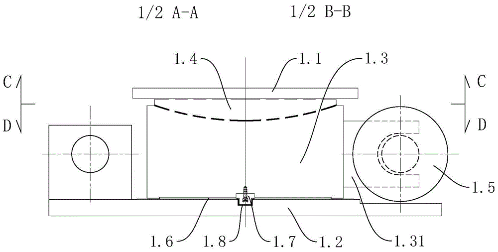 Lateral elastic limit, longitudinal hydraulic fuse damping combined bearing system