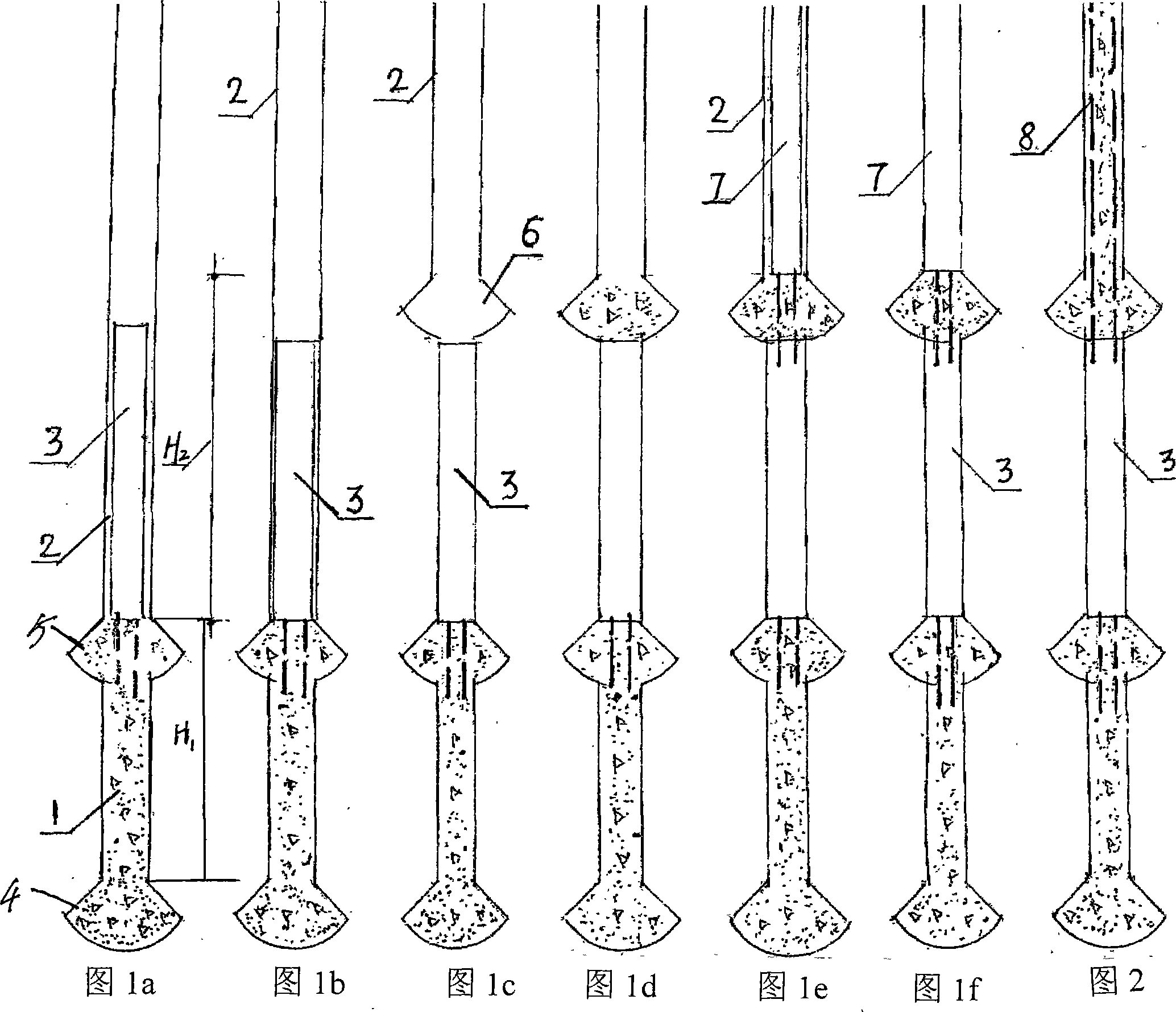 Mechanical piling method for third level bottom-expanded combined pile body