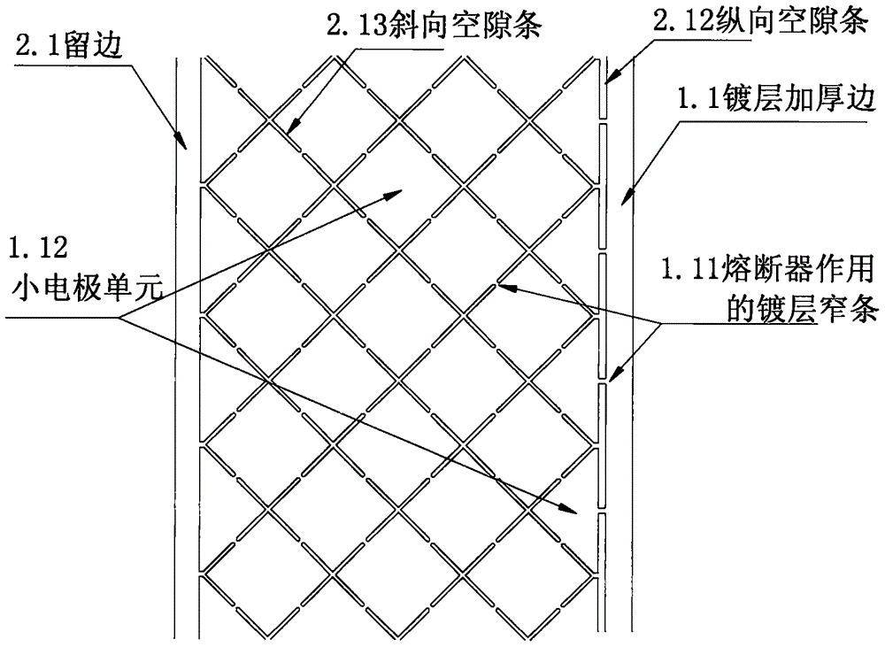 Improvement of longitudinal isolation strip of metalized safety membrane electrode