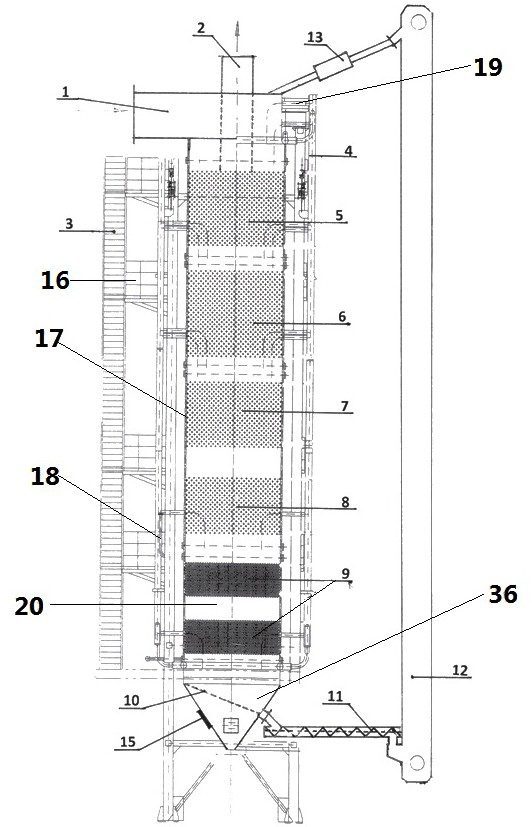 A converter flue gas high temperature cyclone dust removal waste heat boiler integrated device and method