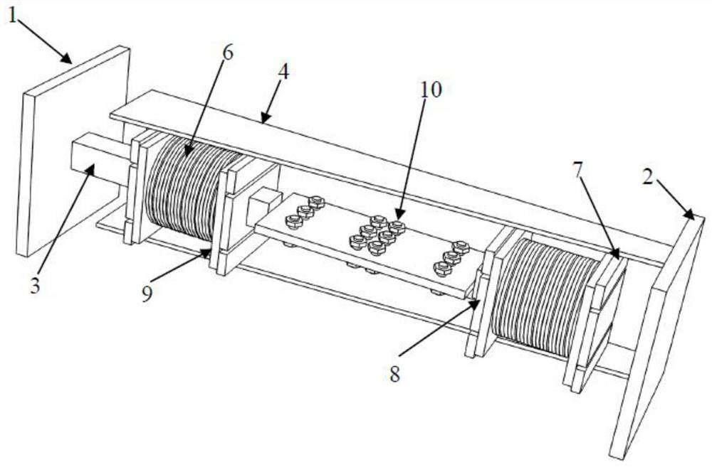 X-shaped soft steel energy dissipation device with assembled self-resetting combined disc spring