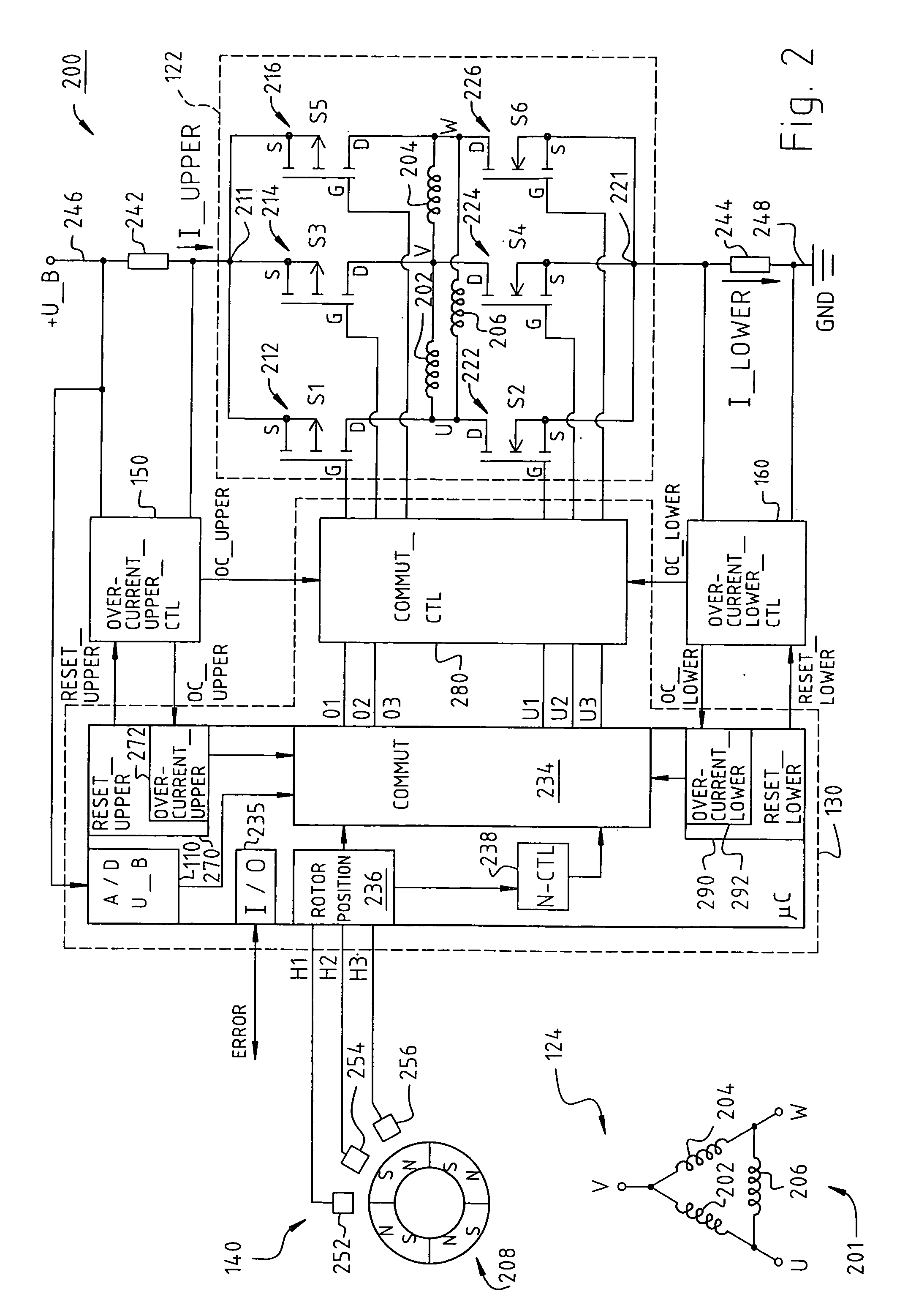 Electronically commutated motor (ECM) and method of controlling an ecm