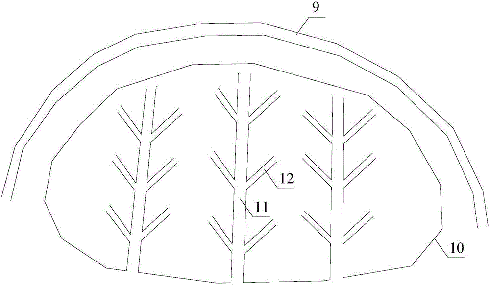 Pit-pond type depression earthwork and stonework filling structure and construction method