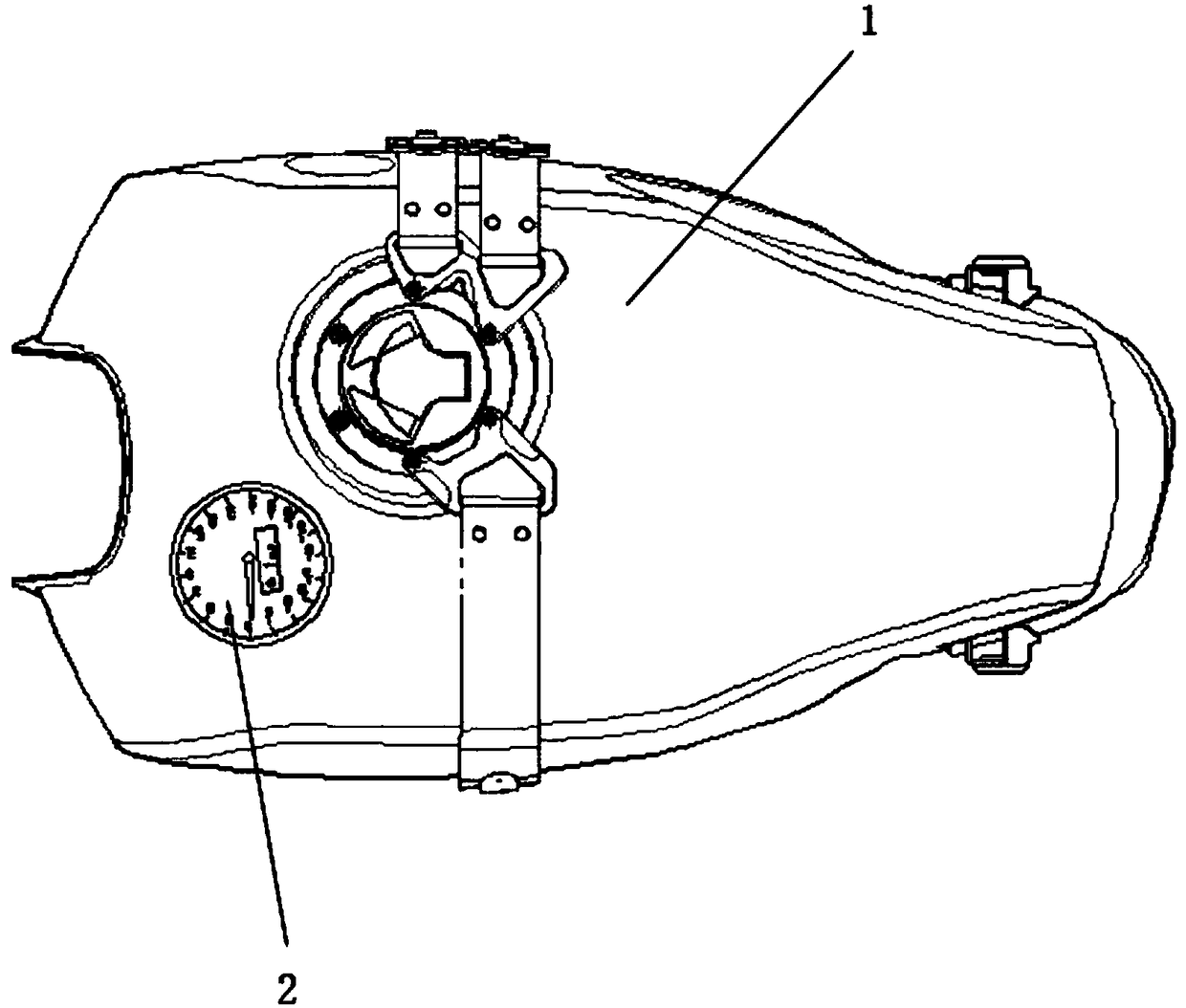 A fuel tank with a gradient meter