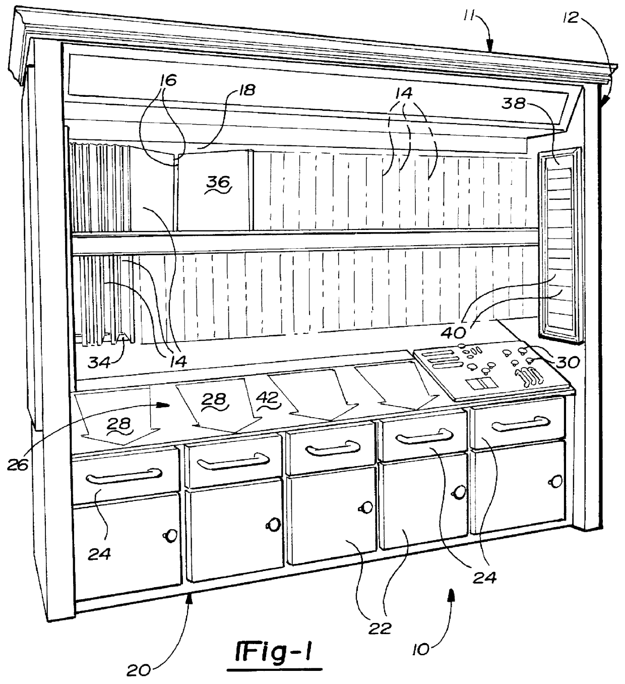 Merchandising unit with door display