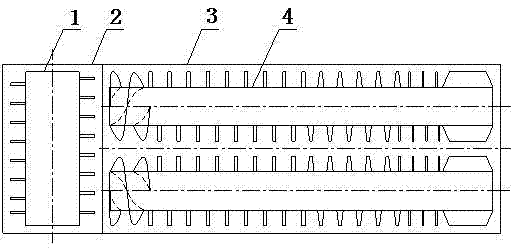 Combined threshing separation device of transverse tangential flow roller and longitudinal dual axial flow roller