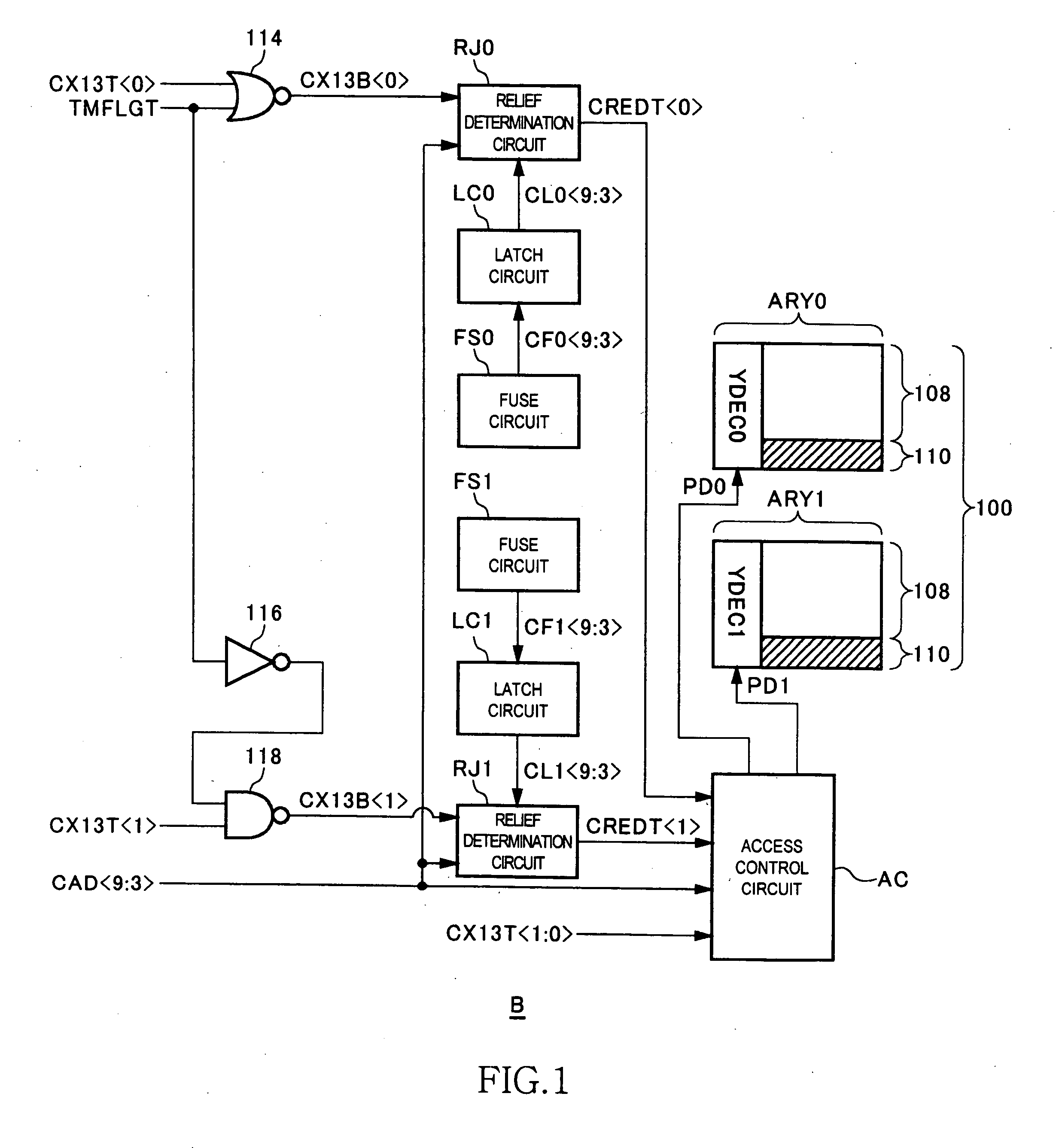 Semiconductor memory device having regular area and spare area