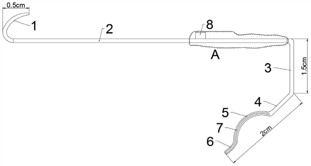 Internal fixation eye bag drag hook for releasing orbital septum fat through conjunctival approach