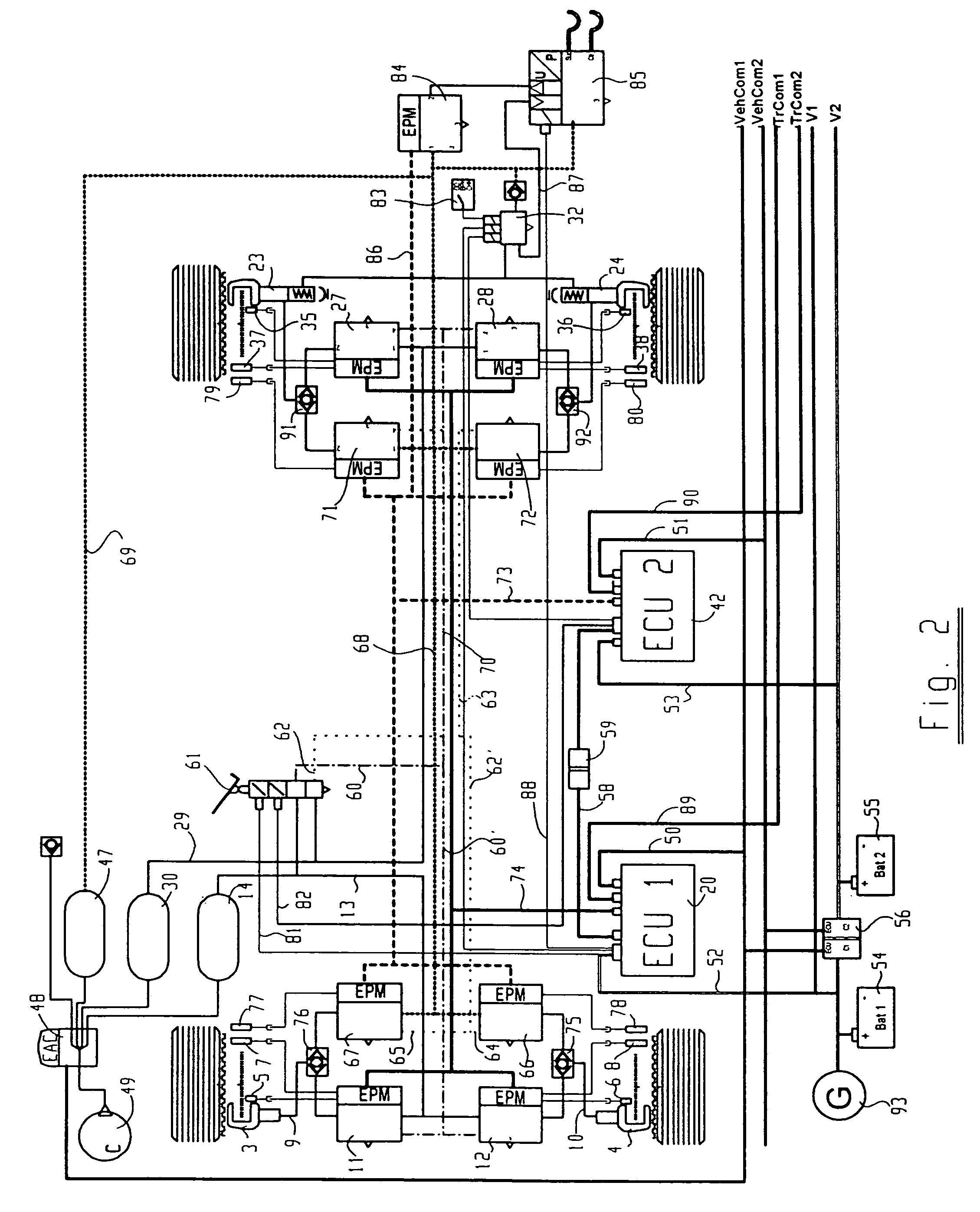 Braking system for vehicles, in particular utility vehicles, comprising at least two separate electronic braking control circuits