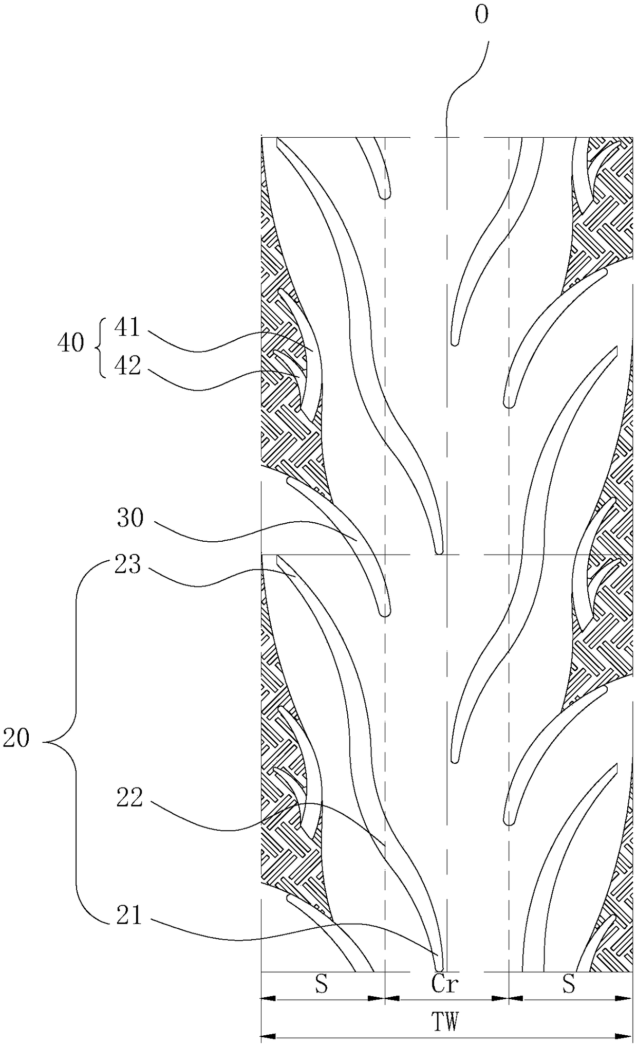 Pattern structure of tire tread