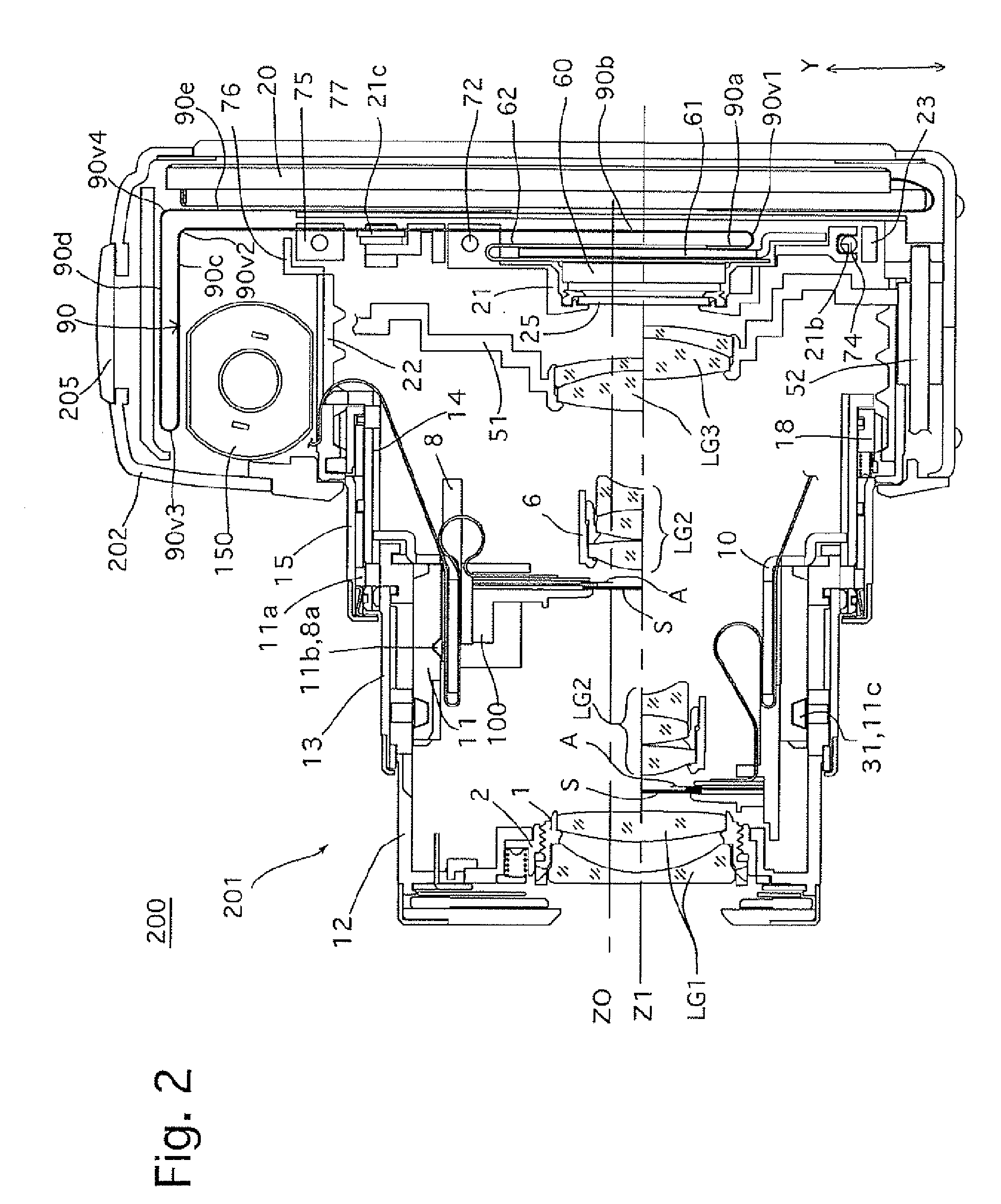 Optical apparatus using flexible printed wiring board