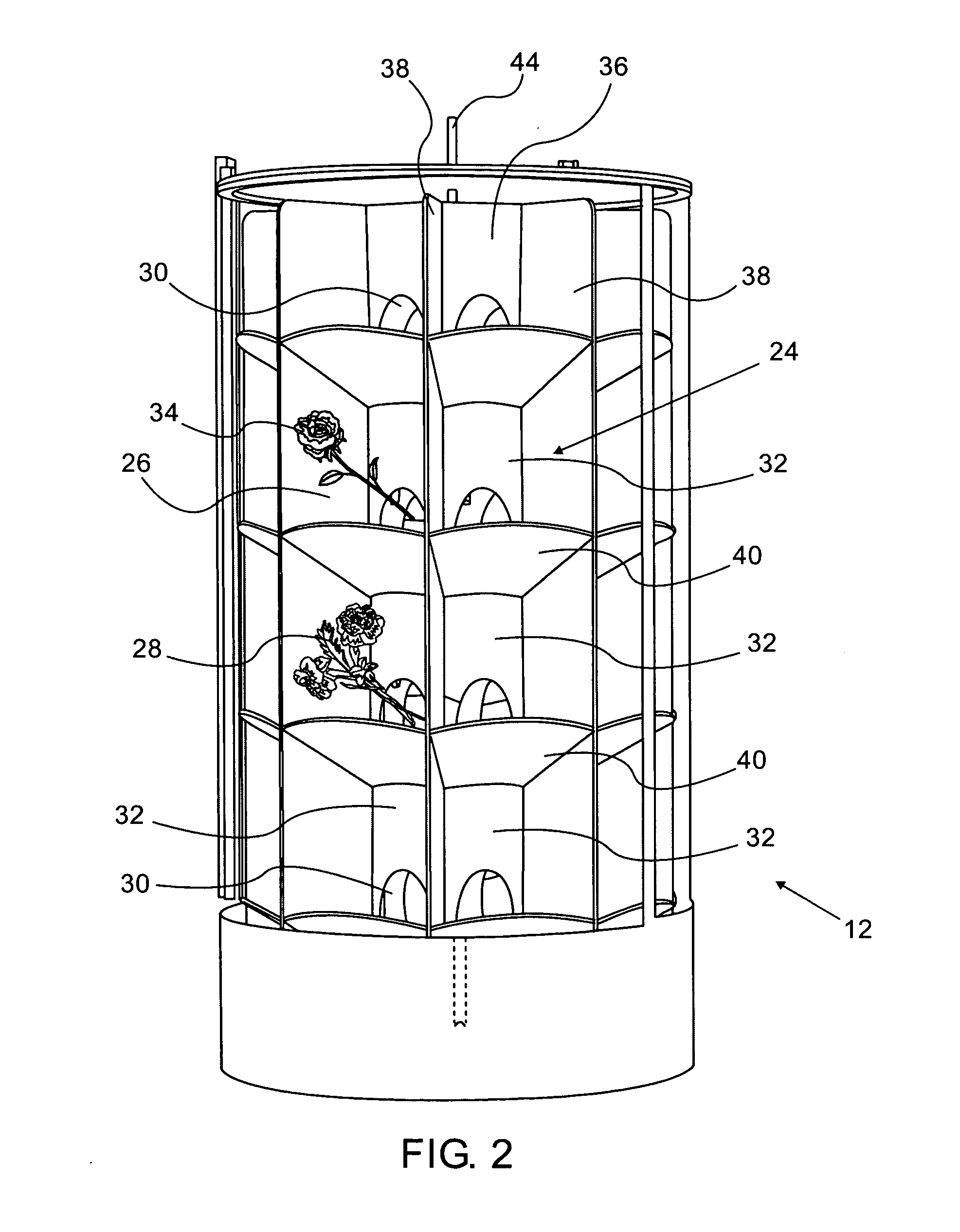 Device for displaying articles for sale, particularly flowers