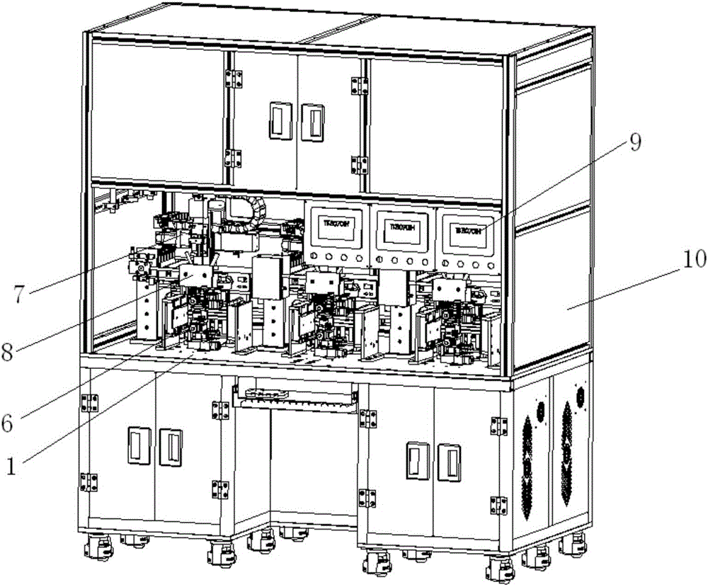 Integrated automatic assembly machine stand for double-camera module