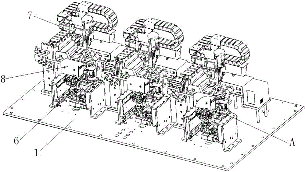 Integrated automatic assembly machine stand for double-camera module