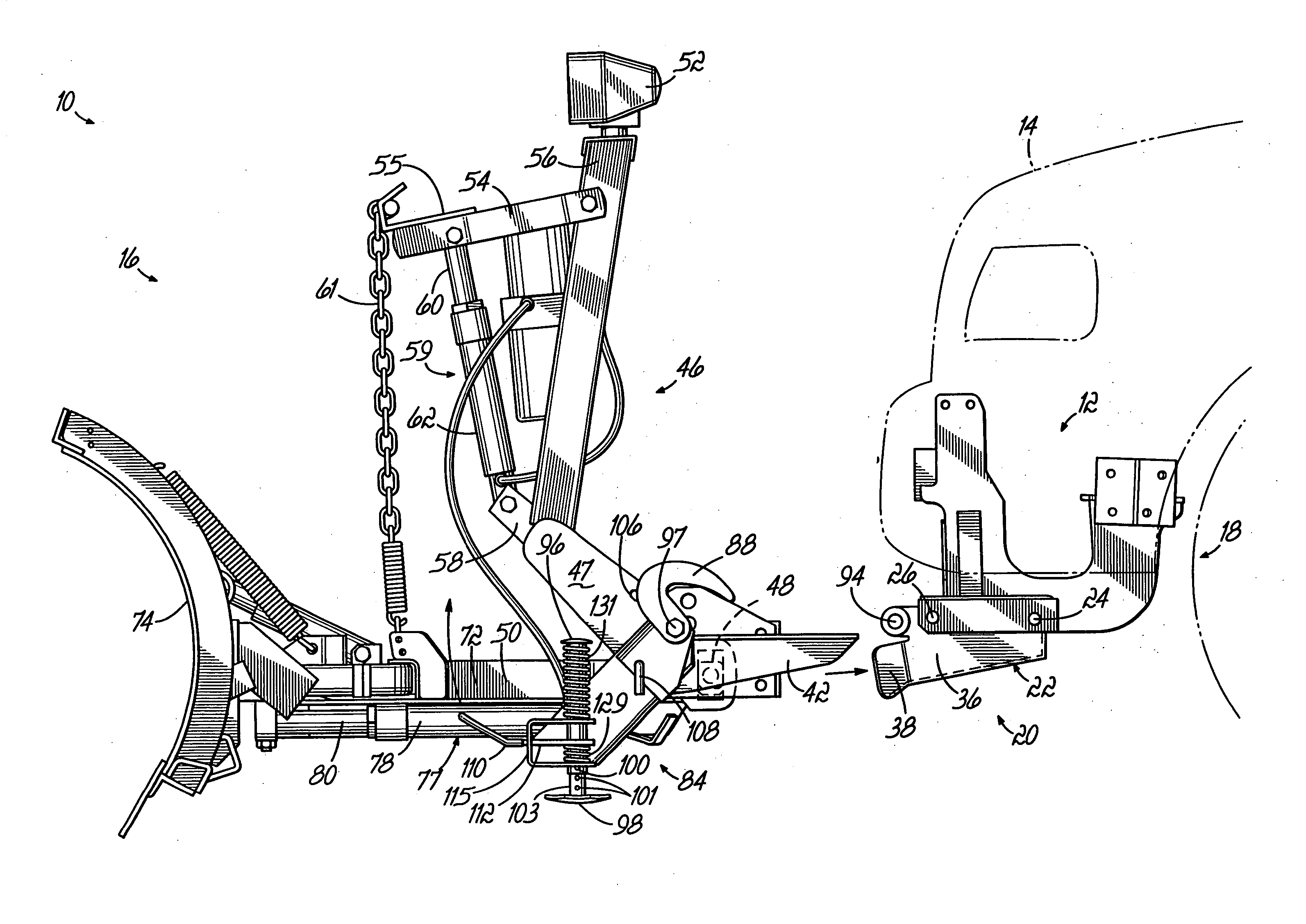 Snowplow mounting assembly