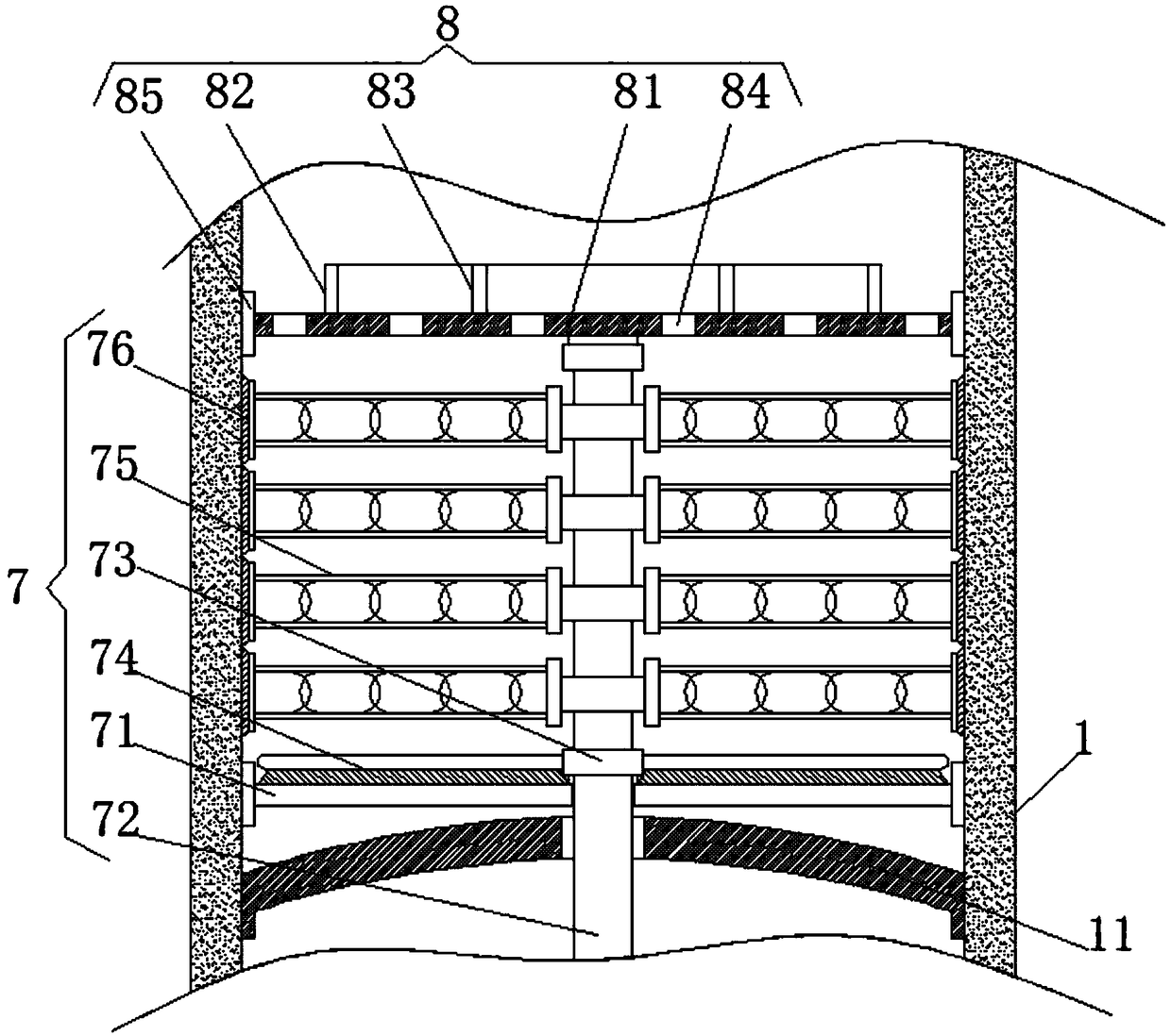 Household noodle soup raw material making device based on torque friction action