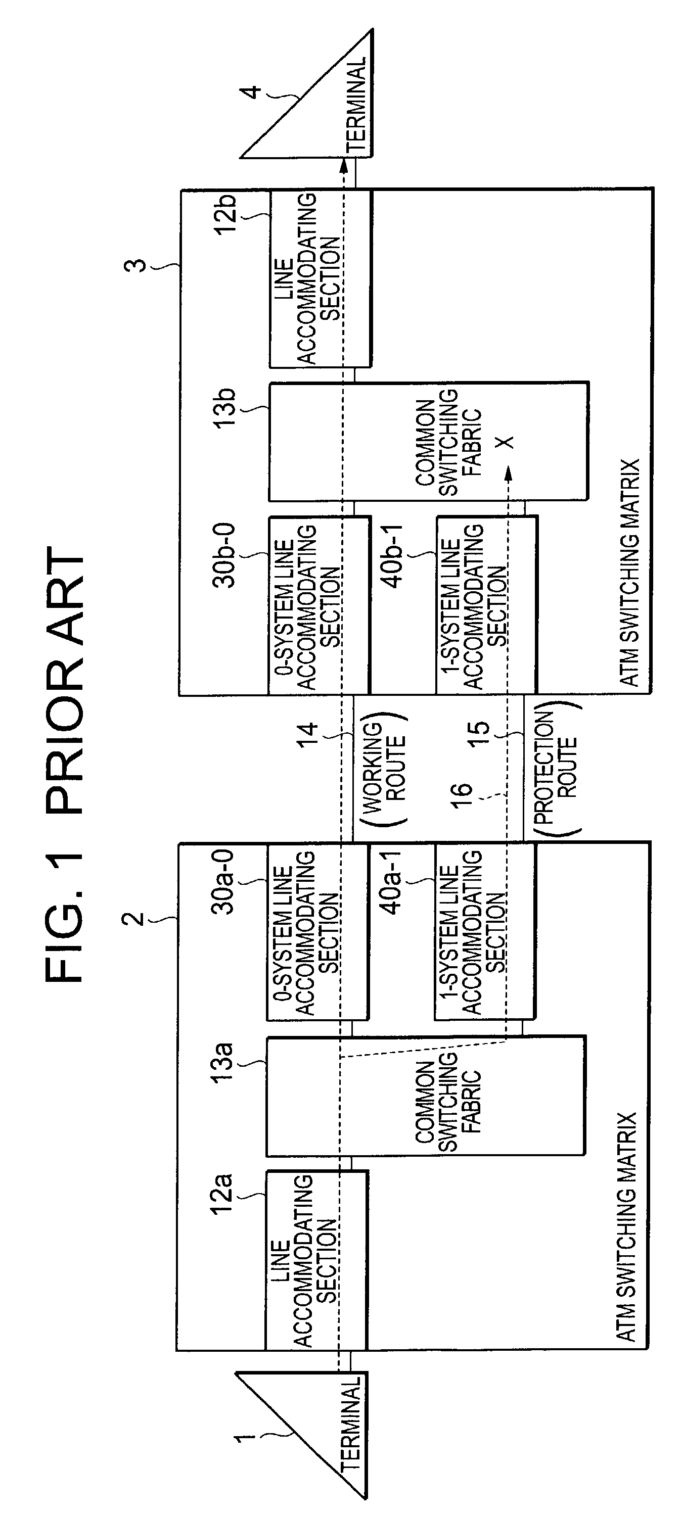 Selector in switching matrix, line redundant method, and line redundant system