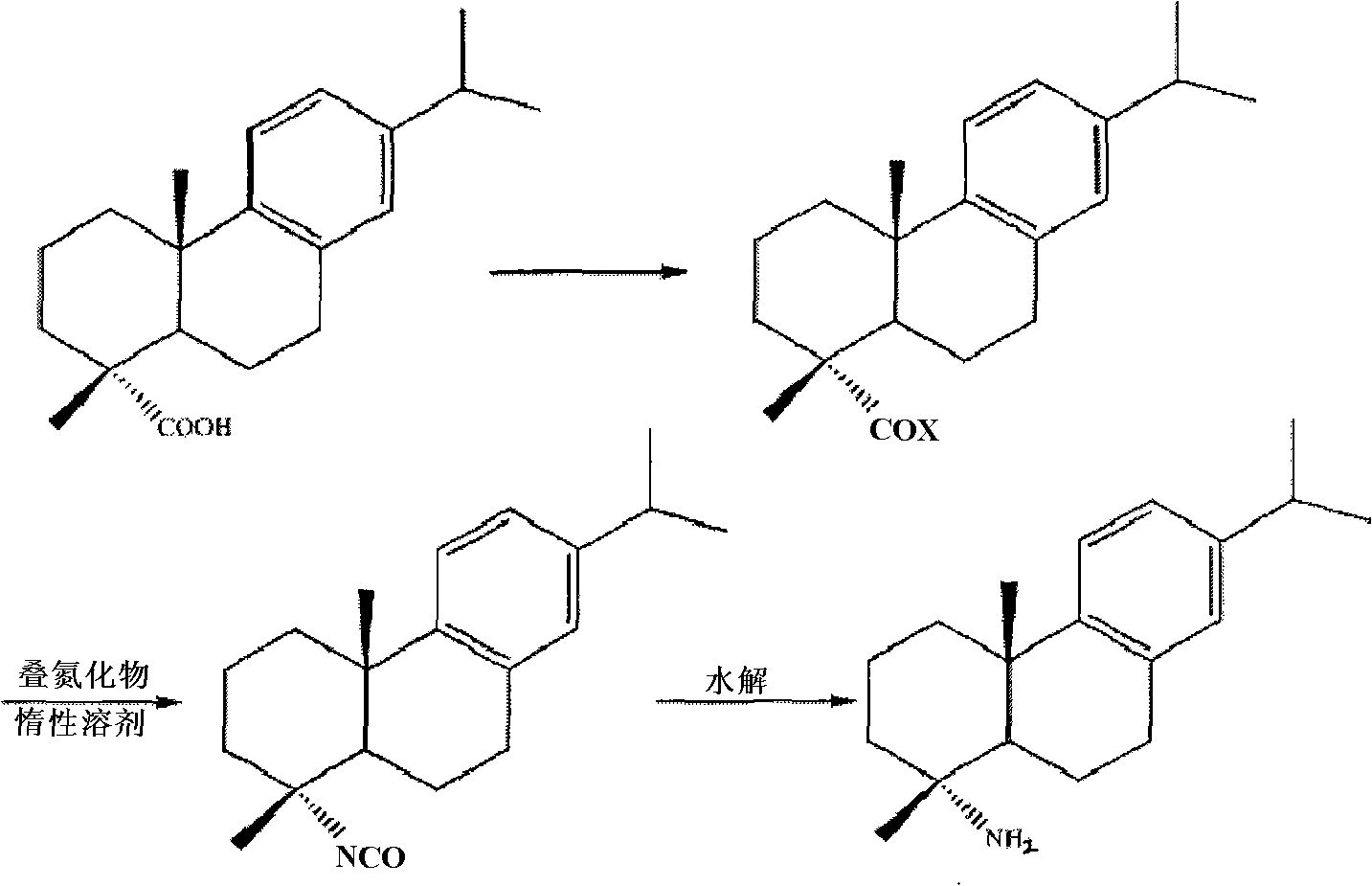 Preparation method for safely synthesizing dehydroabietic acid degraded amine