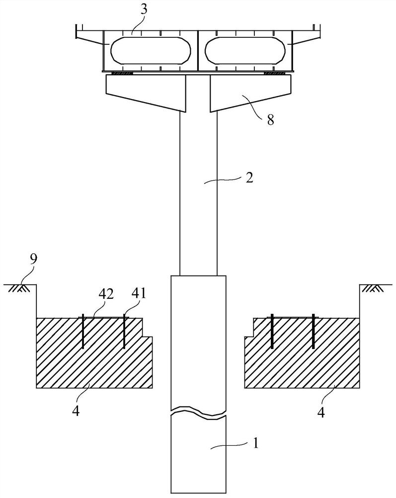 Pile foundation conversion method and structure for bridge