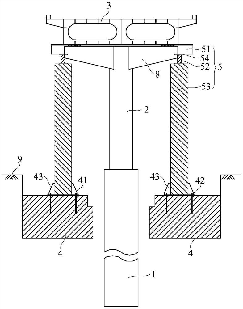 Pile foundation conversion method and structure for bridge