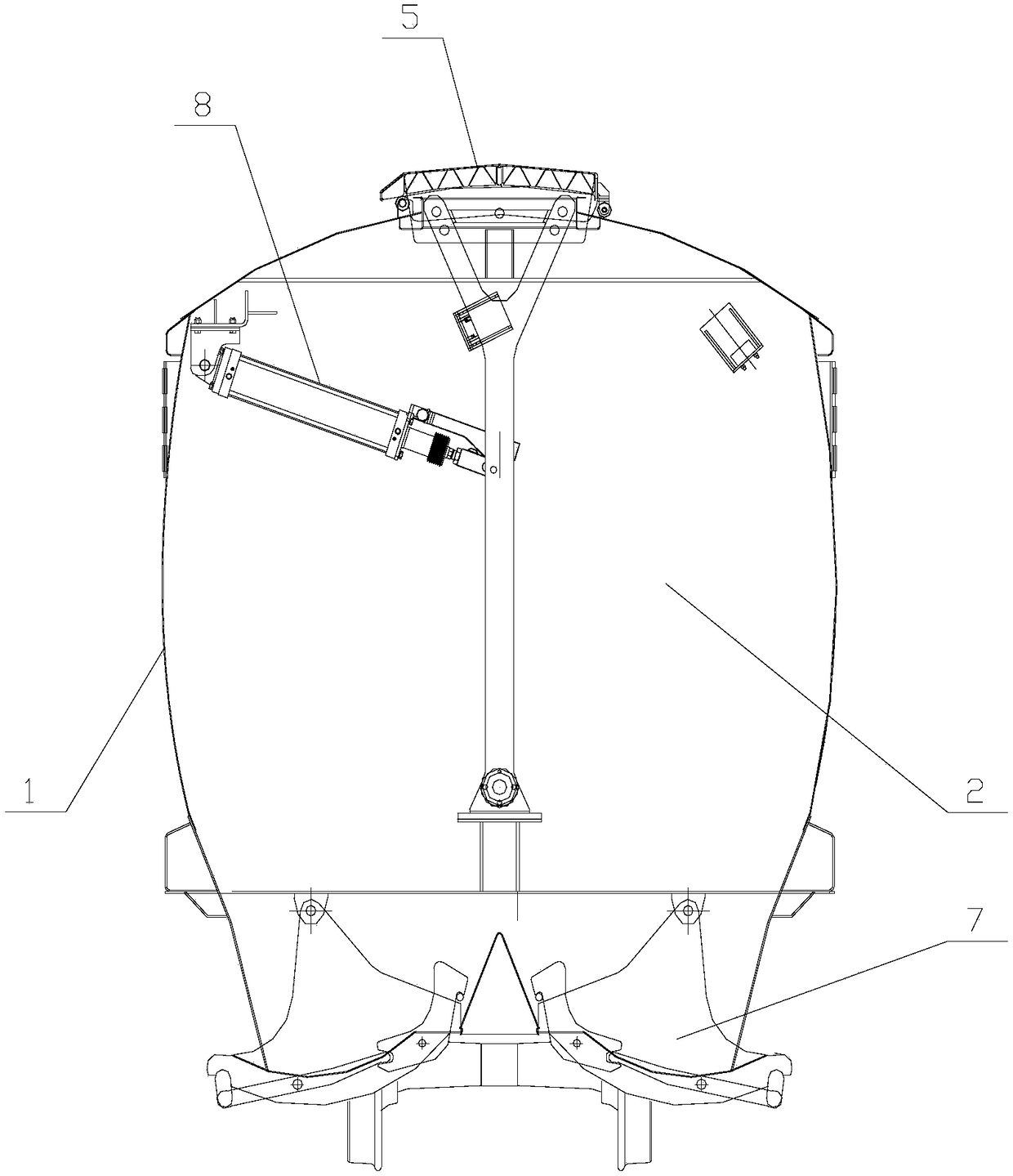 Bottom door opening-closing mechanism, vehicle body and hopper car