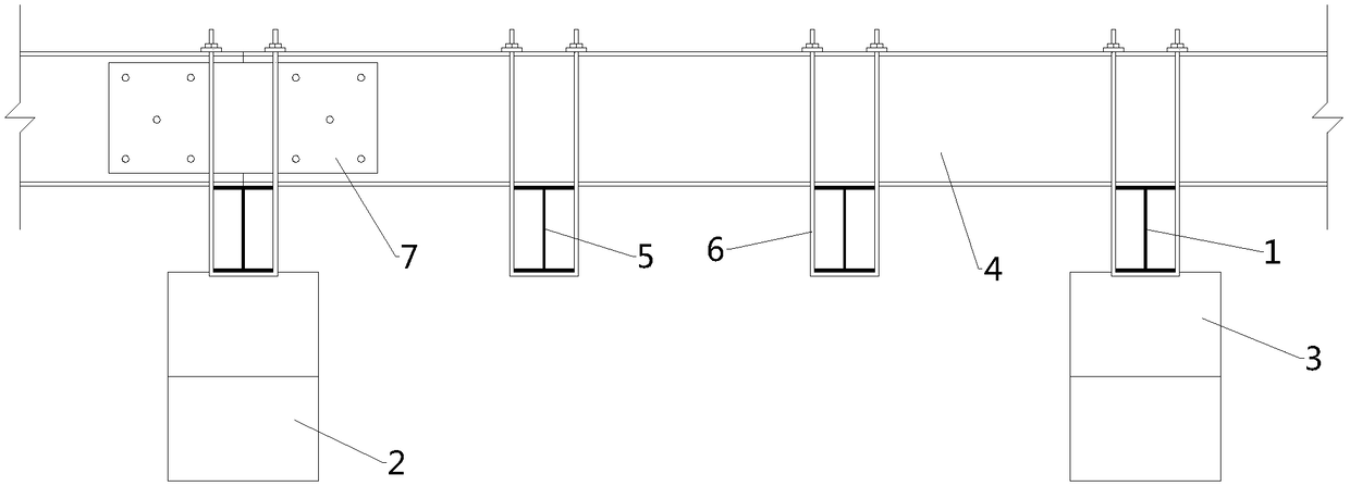 Construction structure enabling line to be overhead during existing railway foundation base disease treatment and construction method