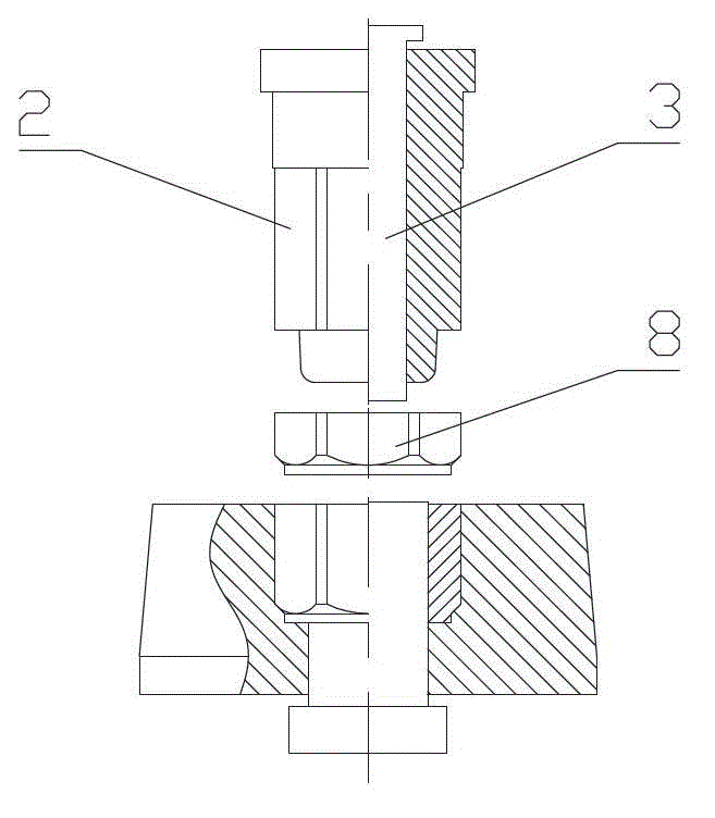 Material hitting device for red punching mould