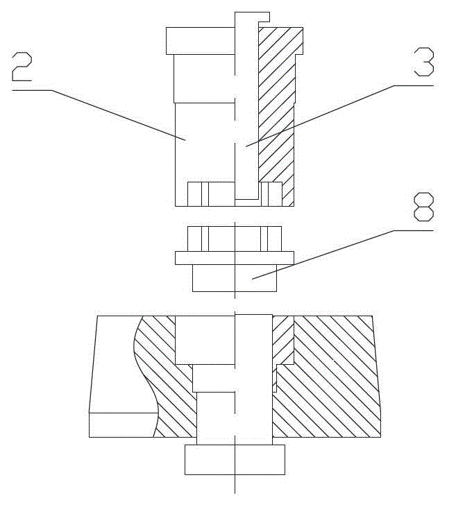 Material hitting device for red punching mould