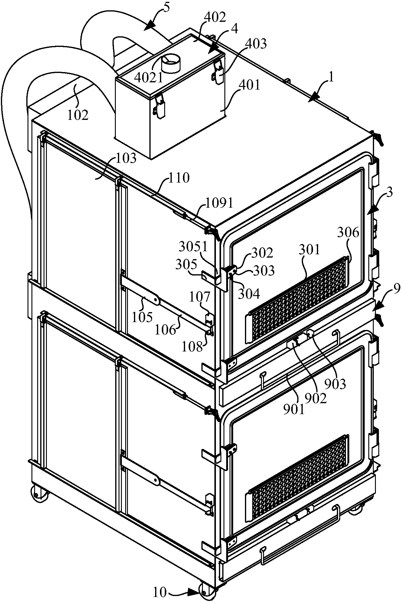 Negative pressure experimental animal raising device