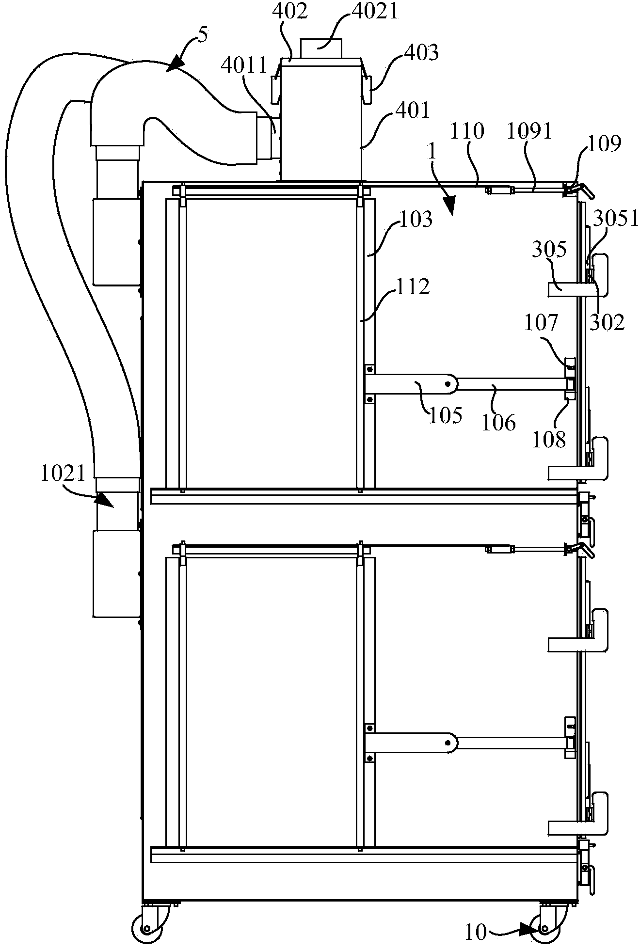 Negative pressure experimental animal raising device