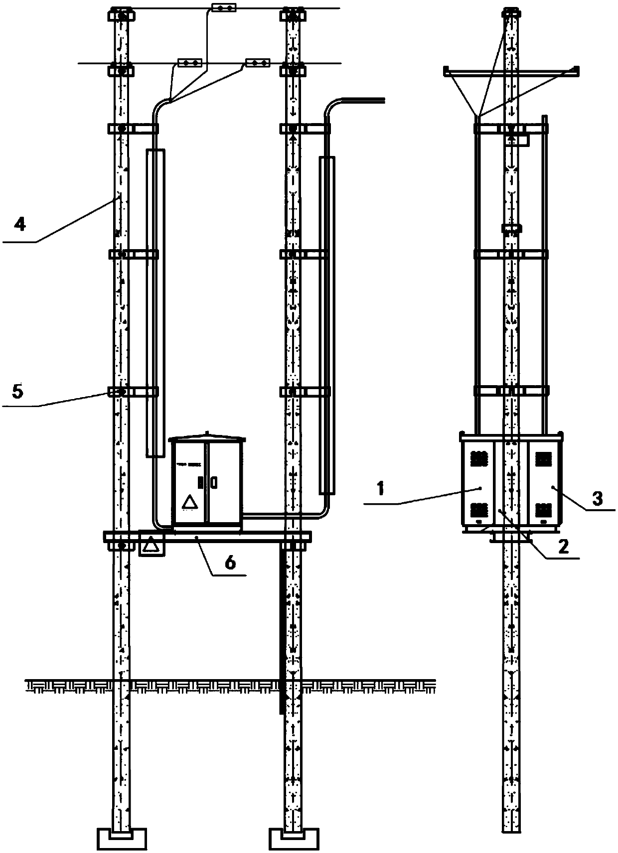 Preassembled pole-mounted distribution transformer district