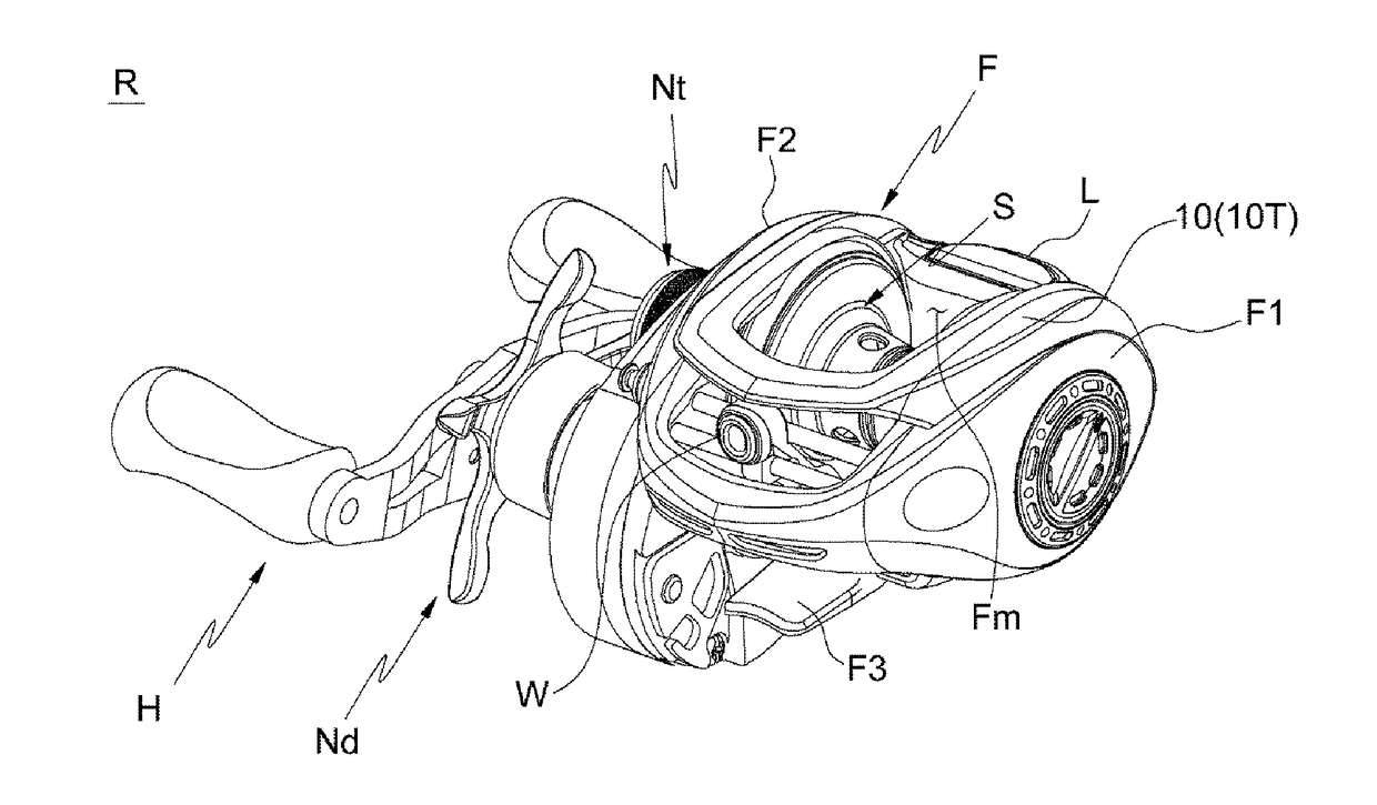 Fishing reel equipped with replaceable hood top