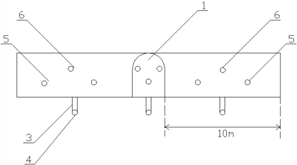 Down-explosion and up-extrusion outburst elimination and dust falling method for coal road tunneling in gas outburst coal seam