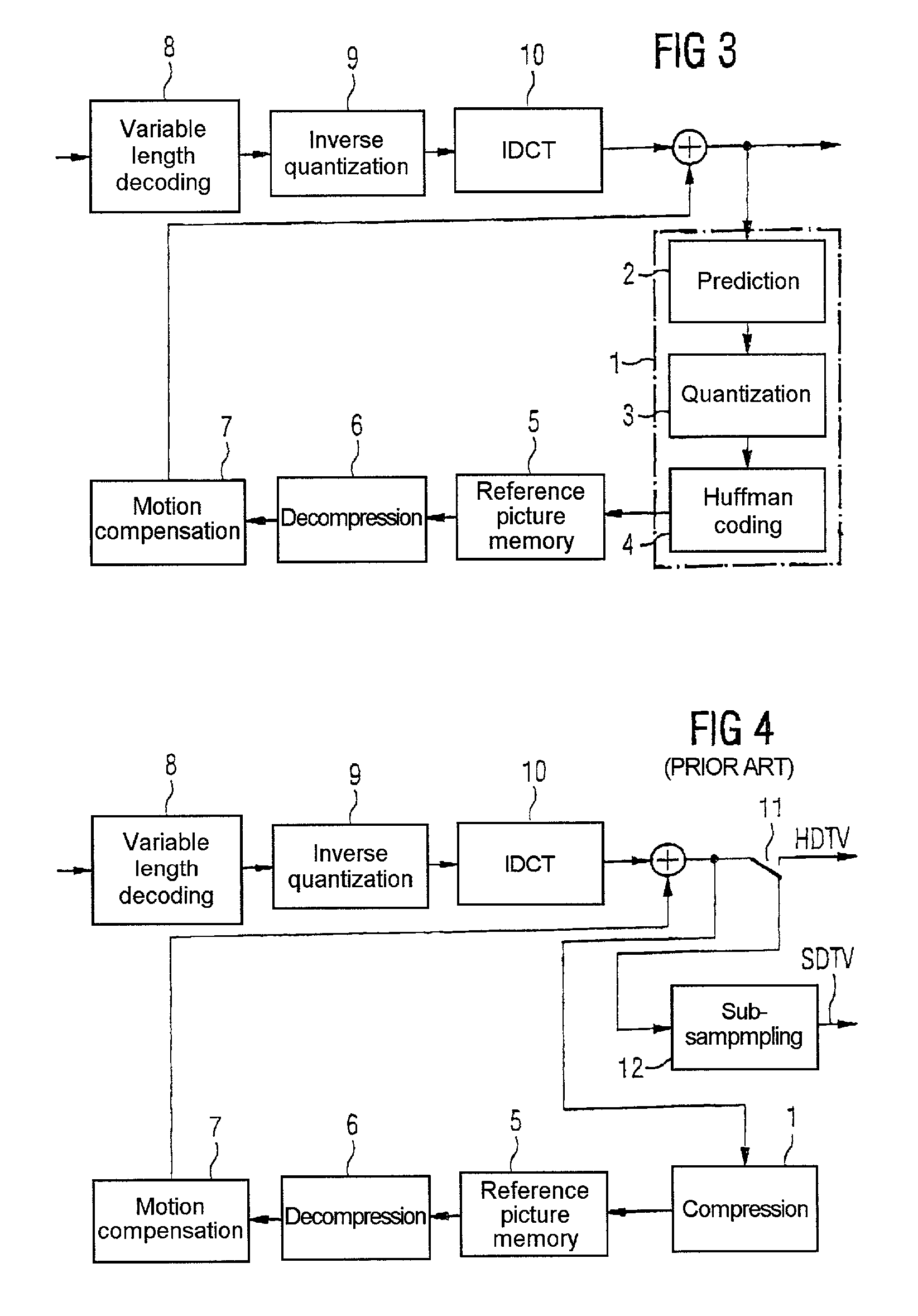 Method and device for picture compression using a plurality of sampling patterns