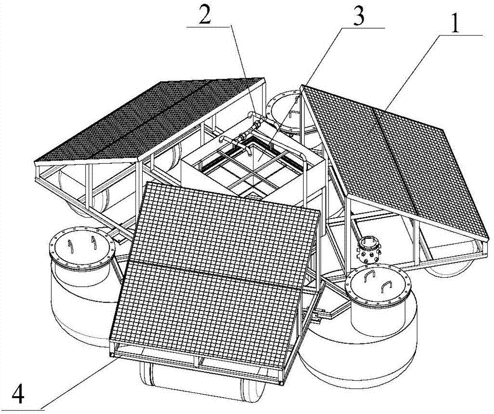 Floating island type water ecological restoration treatment device adopting bio-membrane and method applying water ecological restoration treatment device