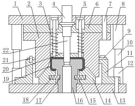 Composite stamping die for supporting seat