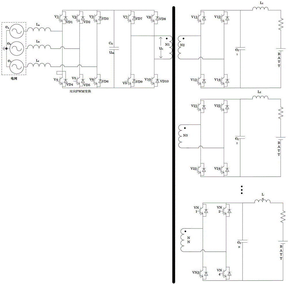 Storage battery charge and discharge circuit topology