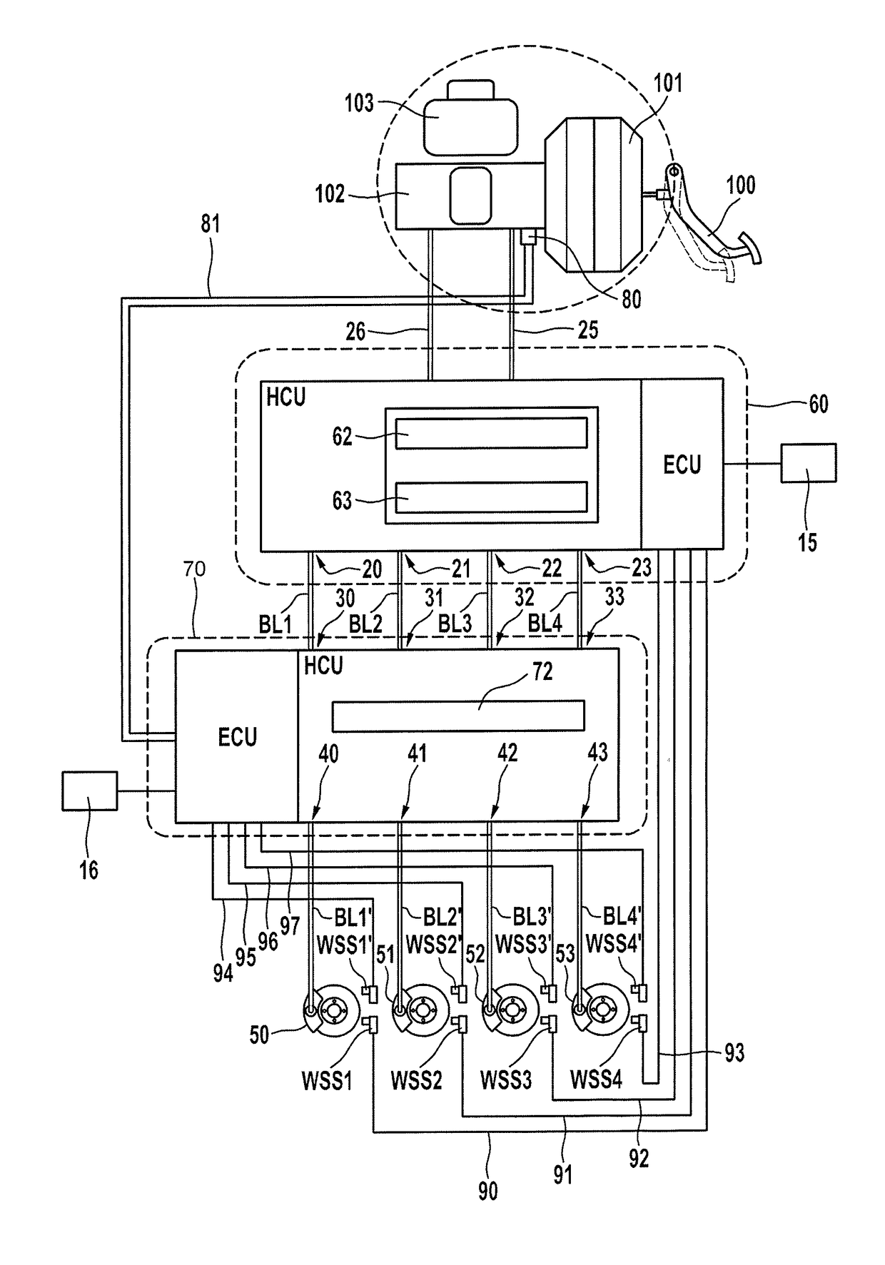 Brake system for vehicles