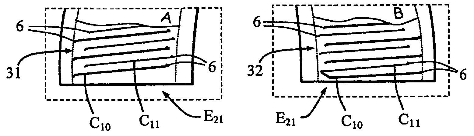 Current transformer with rogowski type windings, comprising an association of partial circuits forming a complete circuit