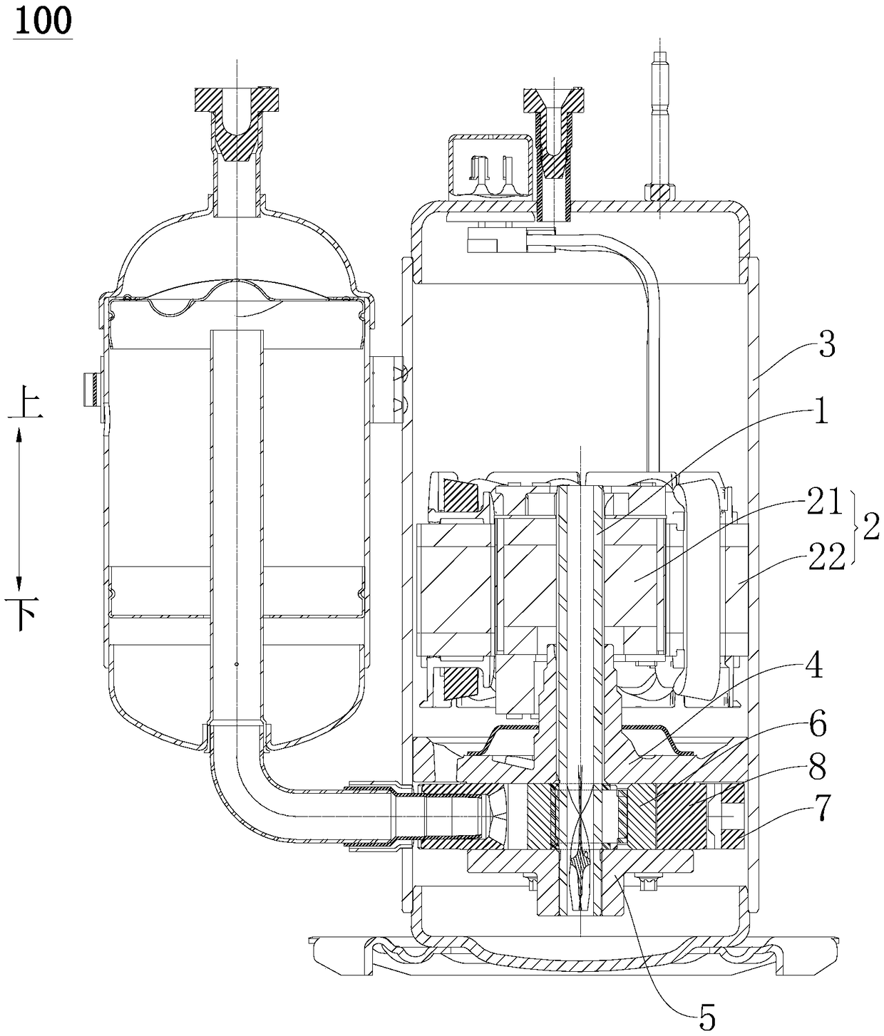 Crankshaft for compressor and compressor having same