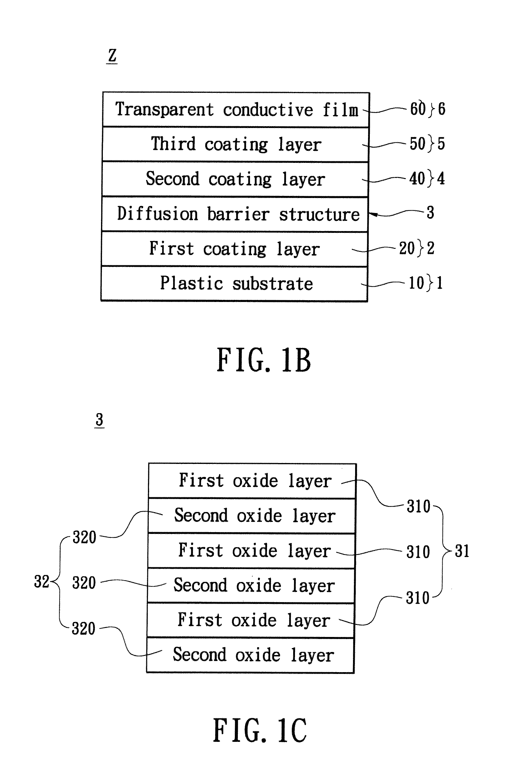 Diffusion barrier structure, transparent conductive structure and method for making the same