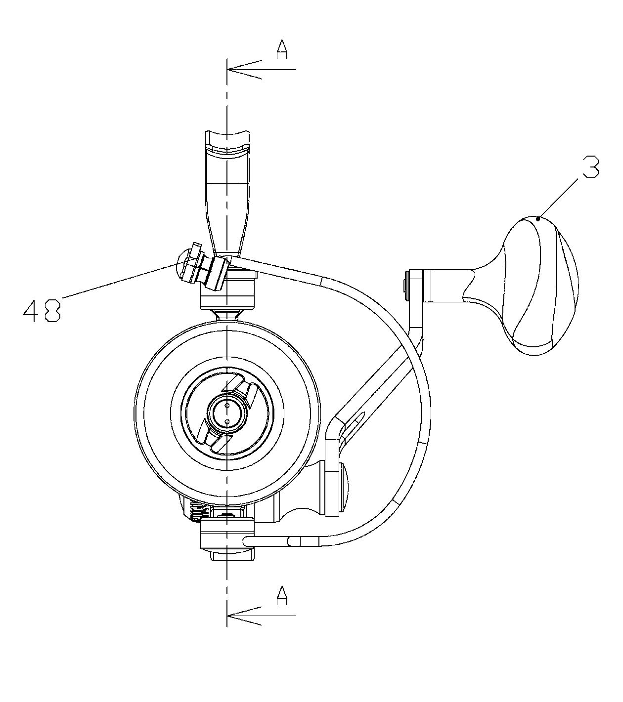 Line winding-up mechanism of spinning type fishing line reel