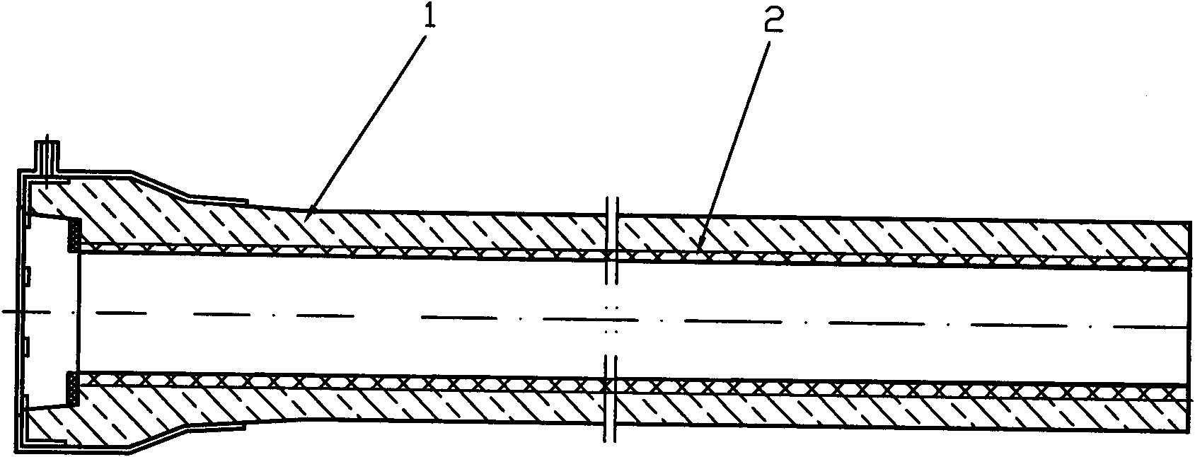 Compound silicon-free long nozzle and manufacturing method thereof