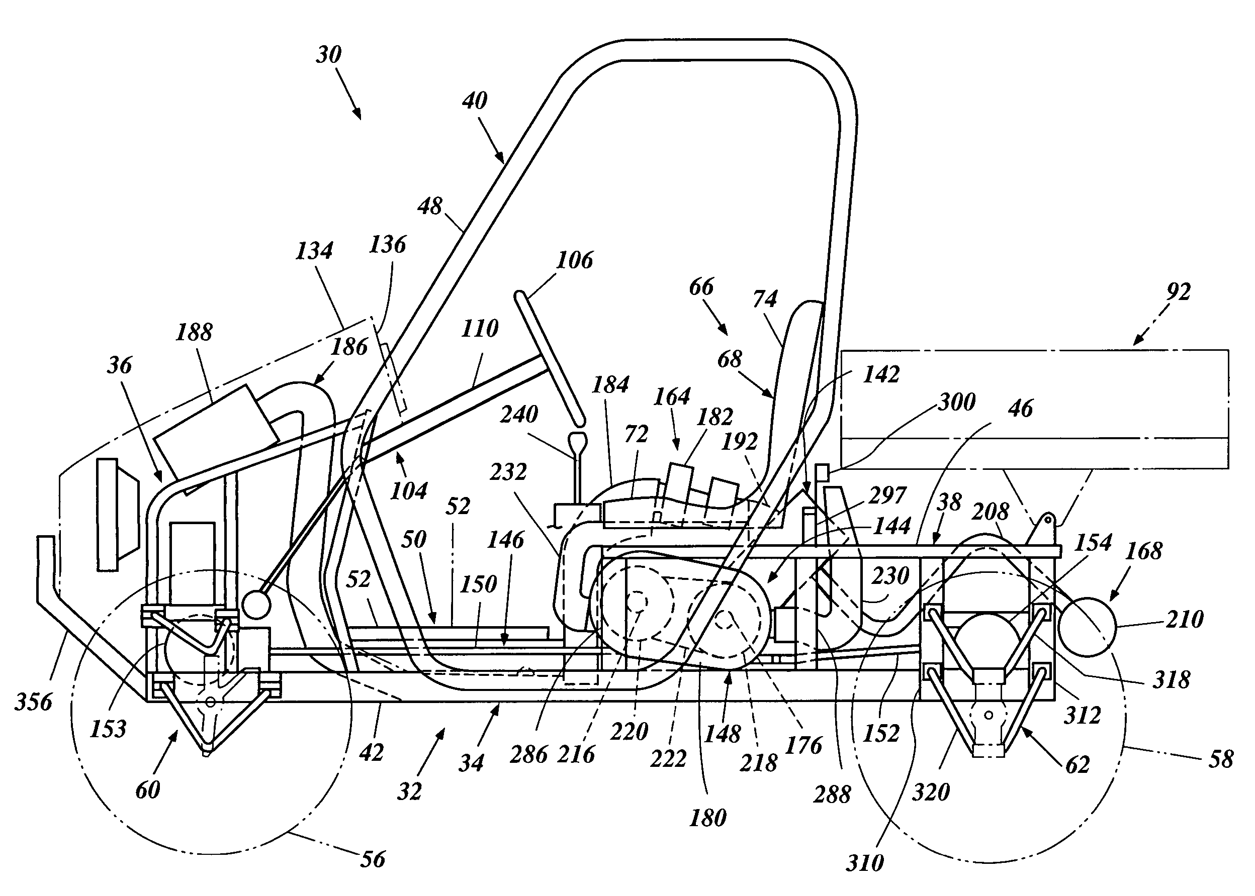 Off-road vehicle with wheel suspension