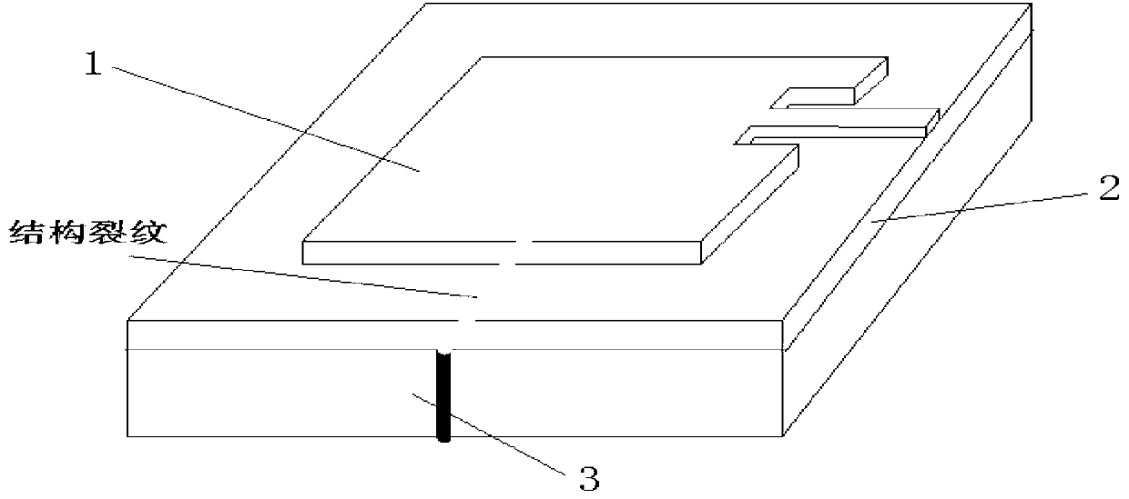 Crack detection sensor based on microstrip antenna and detection method thereof