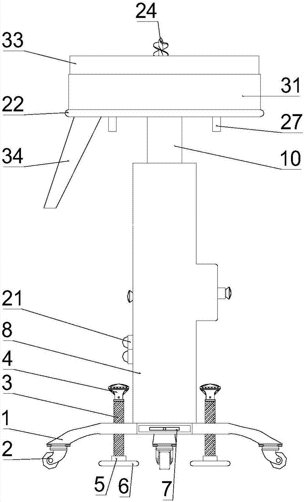 Building top plate vertical drilling device used for building construction