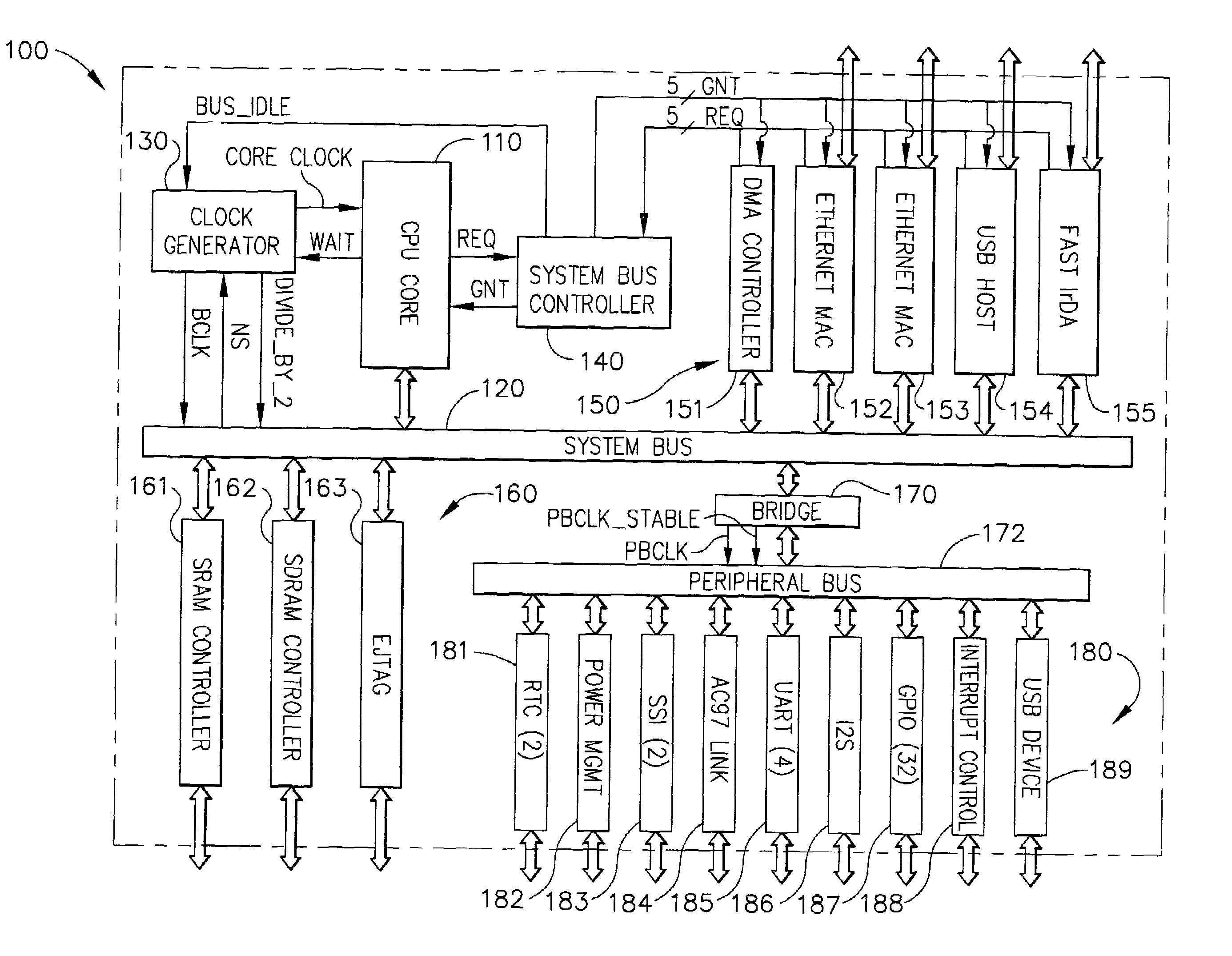 Method and apparatus for lowering bus clock frequency in a complex integrated data processing system