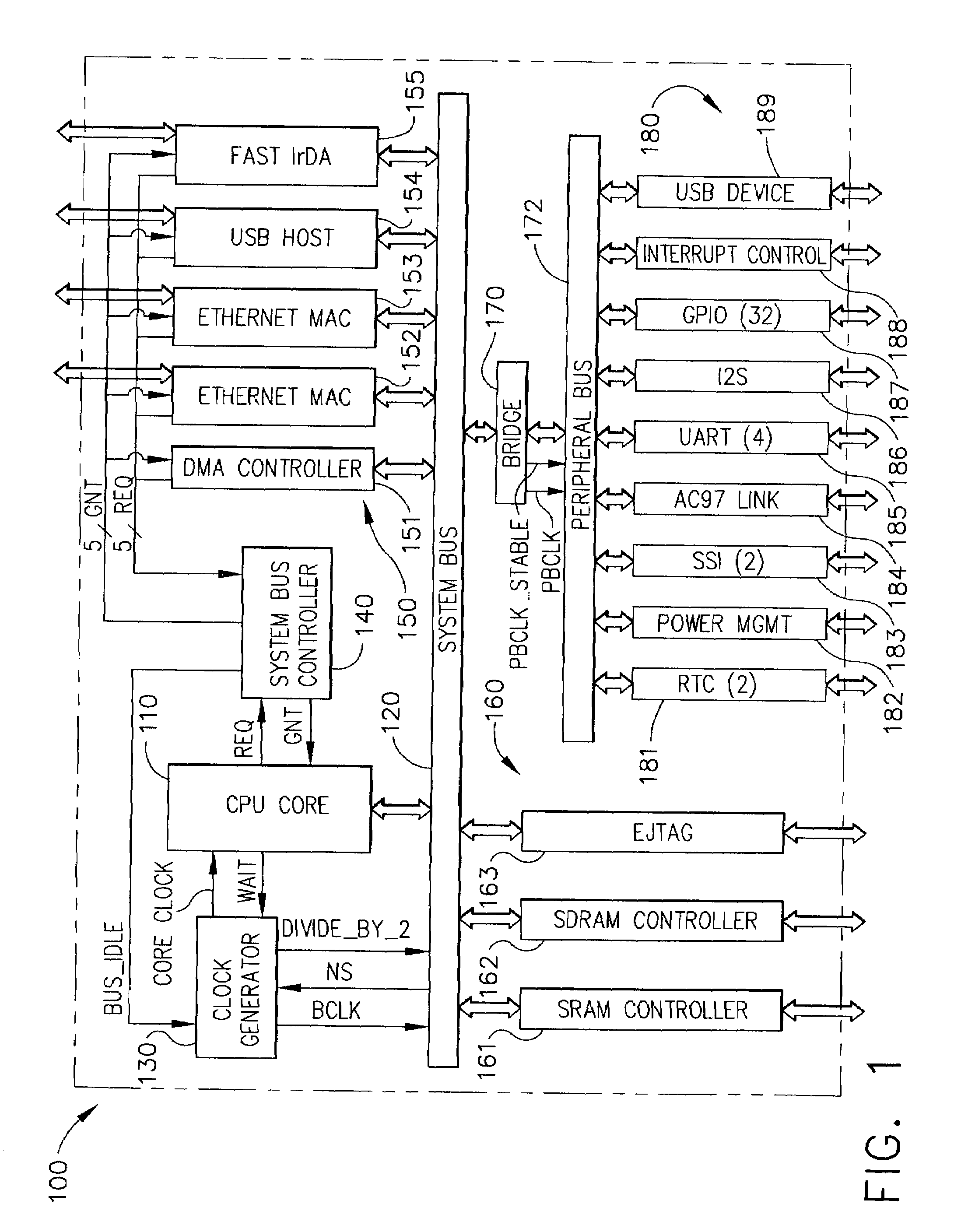 Method and apparatus for lowering bus clock frequency in a complex integrated data processing system