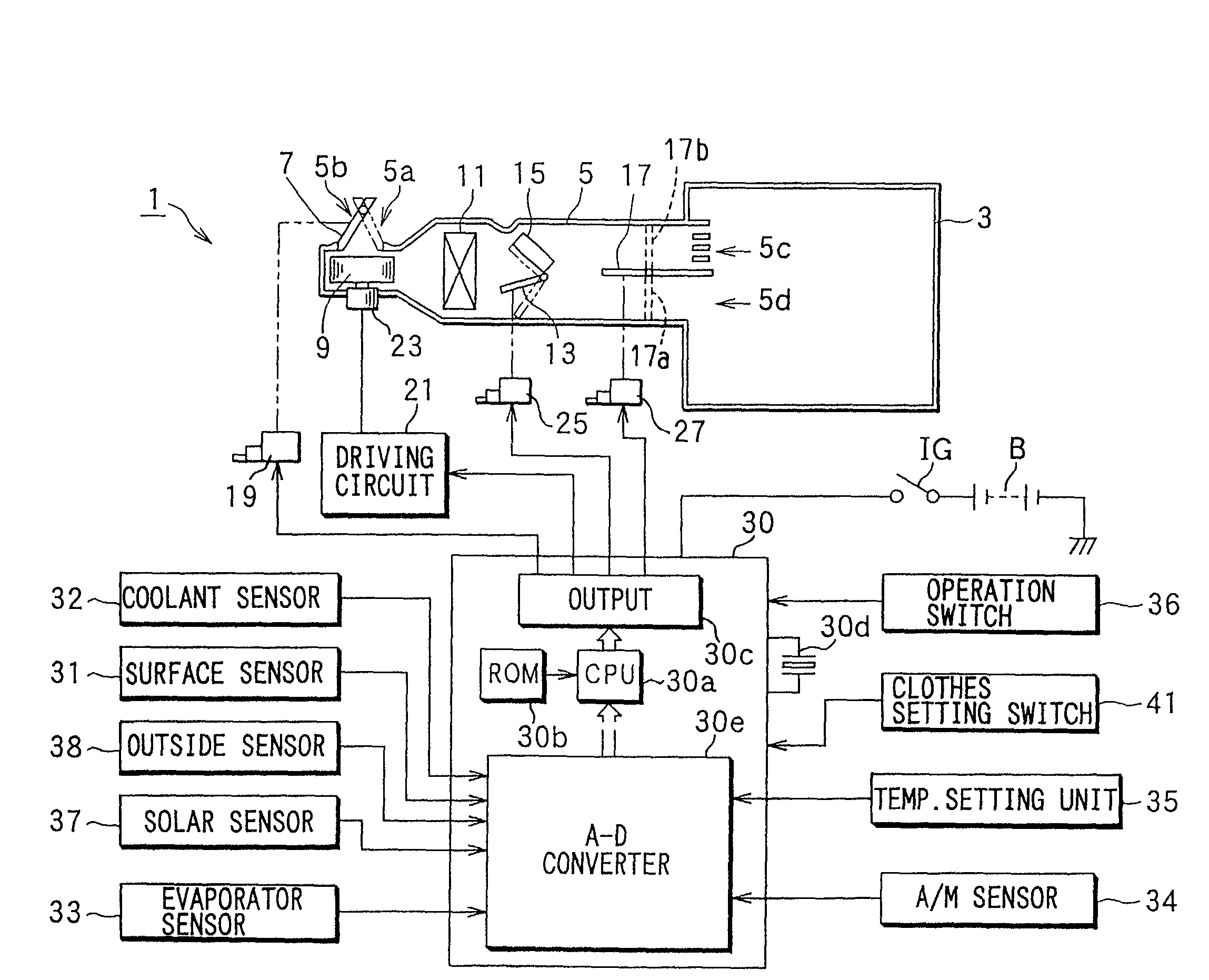 Vehicle air conditioner having surface temperature sensor