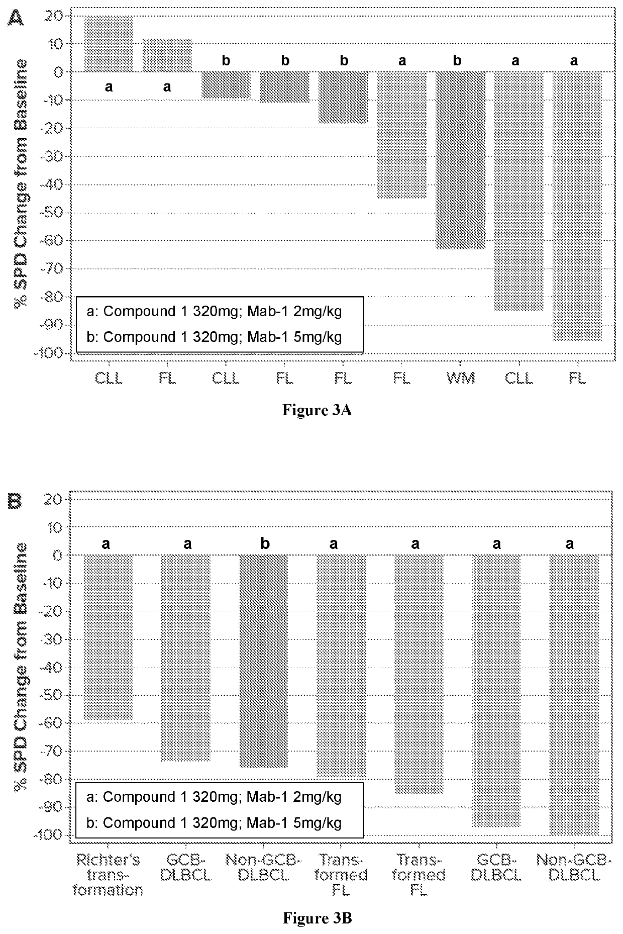 Treatment of indolent or aggressive b-cell lymphomas using a combination comprising btk inhibitors